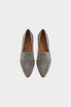 Women's Suede Pointed Toe Loafers – Block Heel