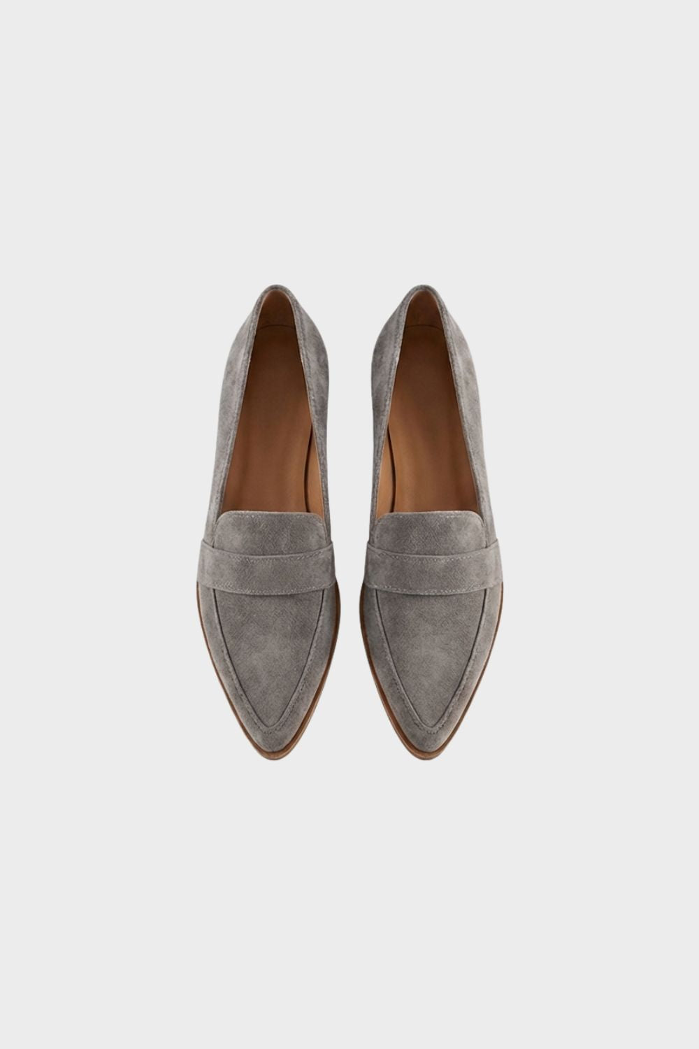 Women's Suede Pointed Toe Loafers – Block Heel