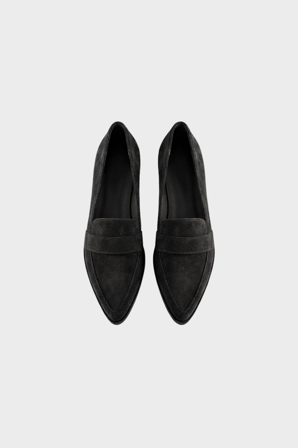 Women's Suede Pointed Toe Loafers – Block Heel