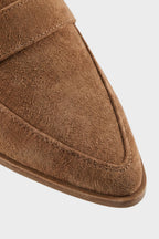 Women's Suede Pointed Toe Loafers – Block Heel