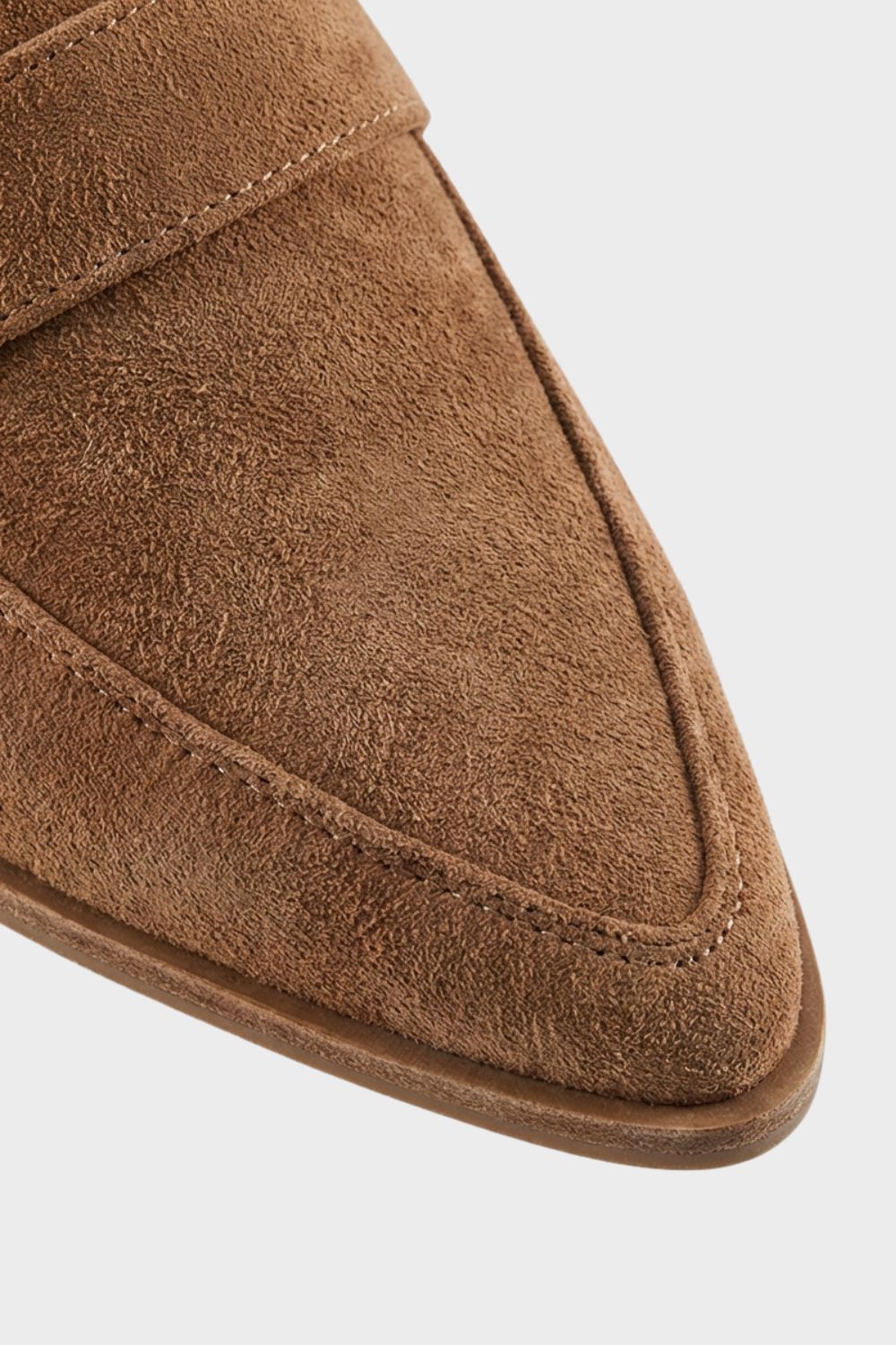 Women's Suede Pointed Toe Loafers – Block Heel