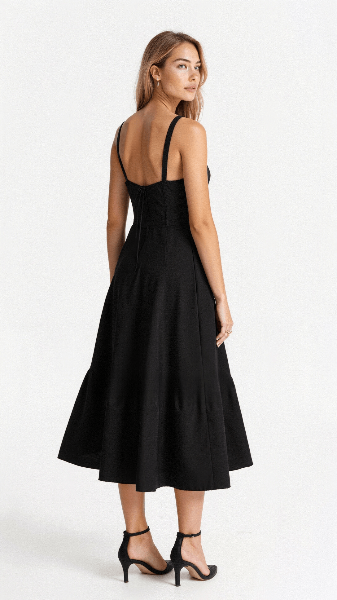 Kiana Lace-Up Fitted Midi Dress