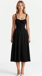 Kiana Lace-Up Fitted Midi Dress
