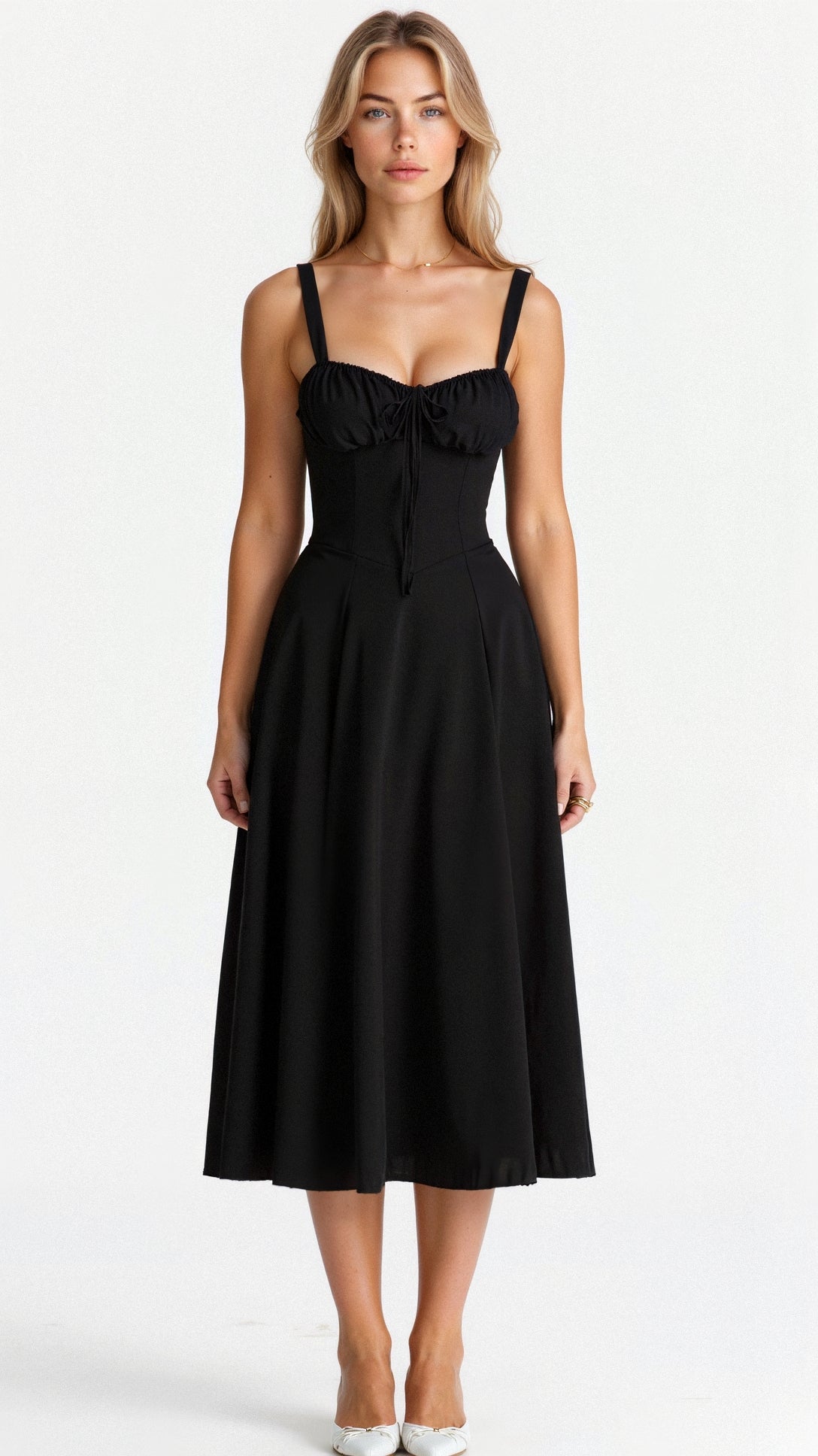 Kiana Lace-Up Fitted Midi Dress