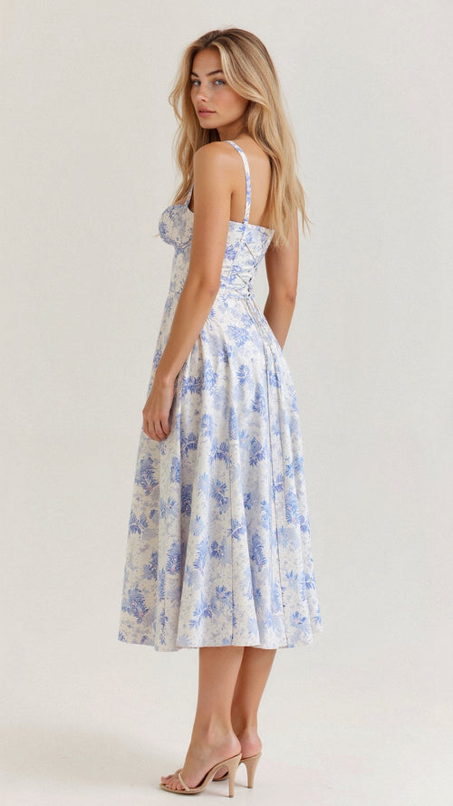Kiana Lace-Up Fitted Midi Dress