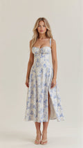 Kiana Lace-Up Fitted Midi Dress