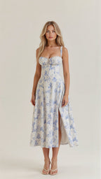 Kiana Lace-Up Fitted Midi Dress