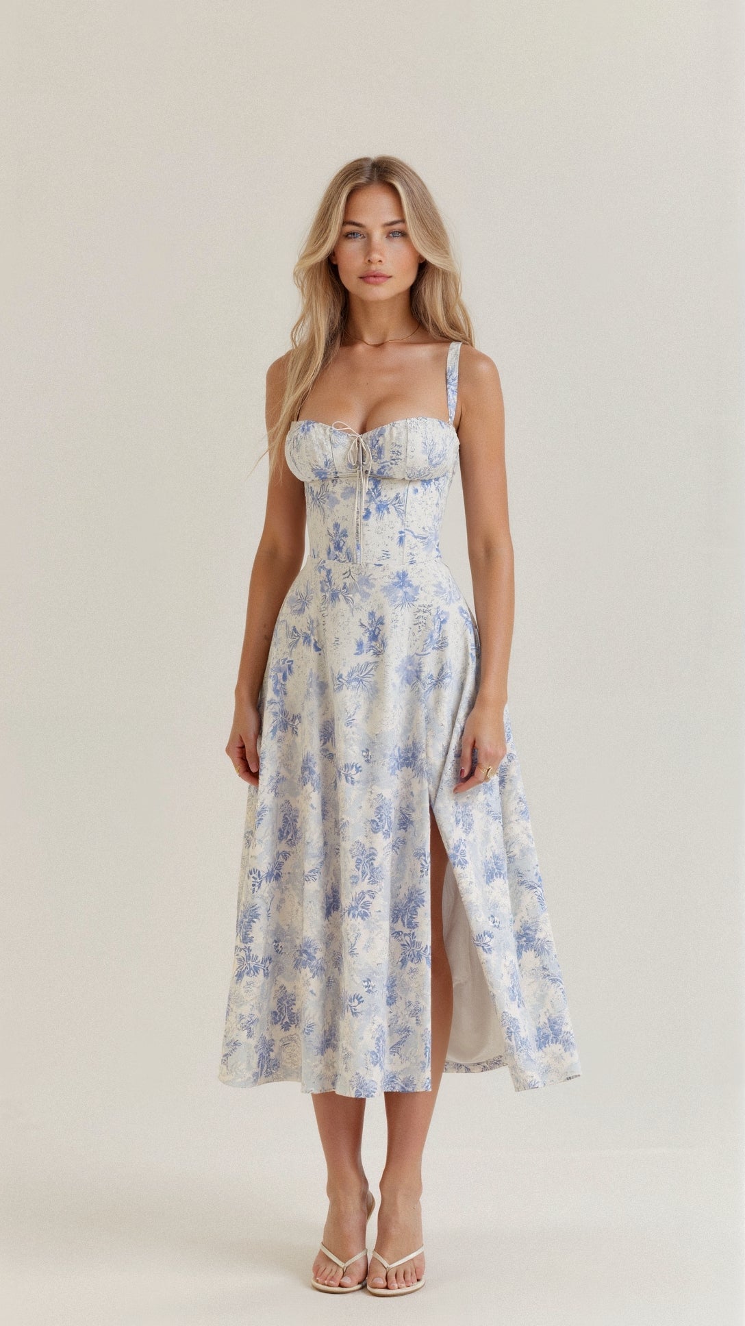 Kiana Lace-Up Fitted Midi Dress