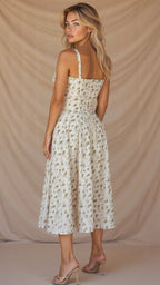 Kiana Lace-Up Fitted Midi Dress
