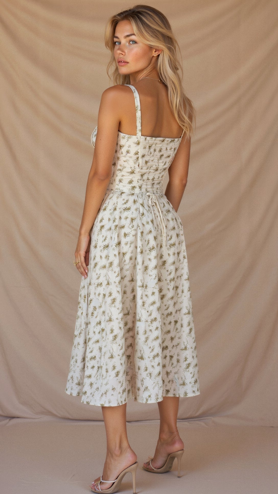 Kiana Lace-Up Fitted Midi Dress