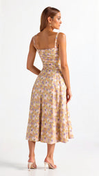 Kiana Lace-Up Fitted Midi Dress