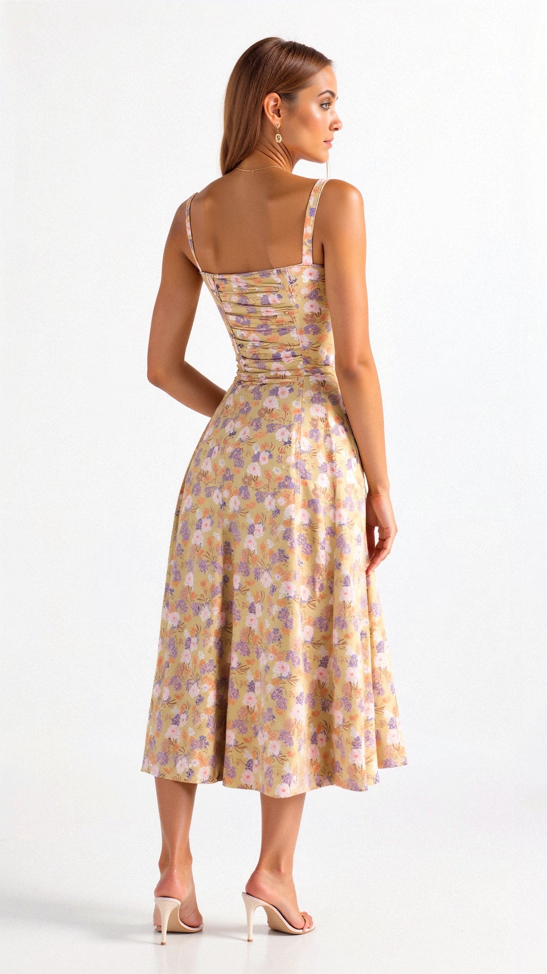 Kiana Lace-Up Fitted Midi Dress