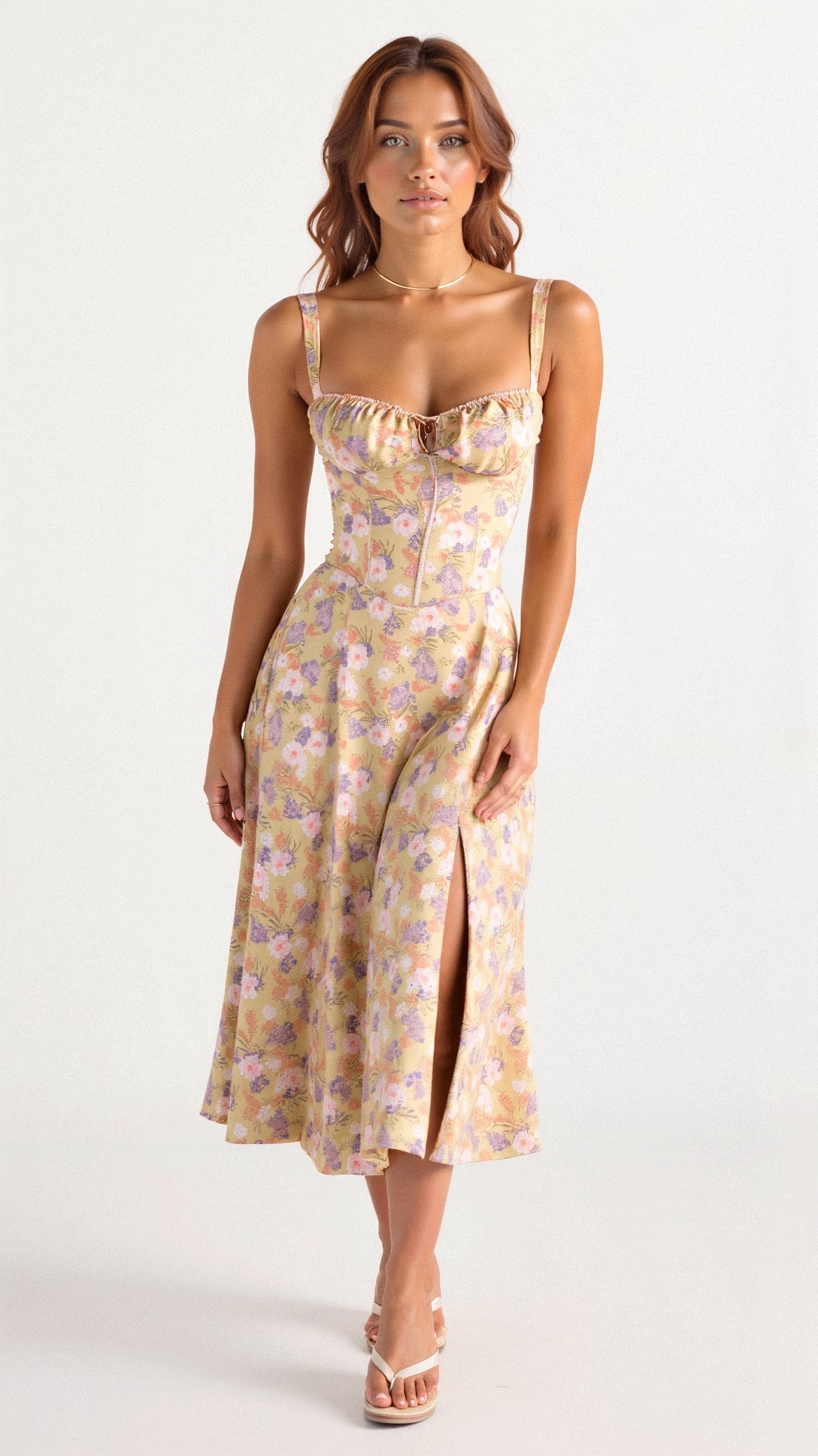 Kiana Lace-Up Fitted Midi Dress
