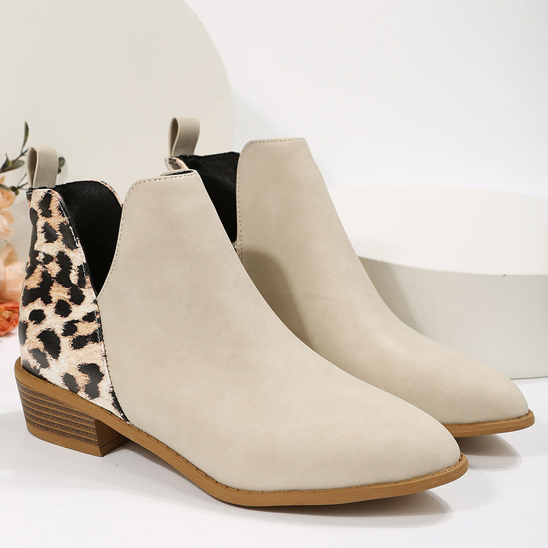 Women's Chelsea Ankle Boots with Leopard Heel