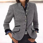 Women's Contrast Trim Wool Blazer Jacket