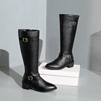 Women's Knee High Riding Boots – Buckle Detail