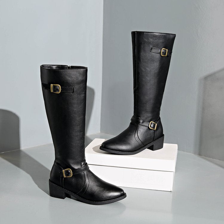 Women's Knee High Riding Boots – Buckle Detail