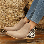 Women's Chelsea Ankle Boots with Leopard Heel