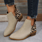 Women's Chelsea Ankle Boots with Leopard Heel