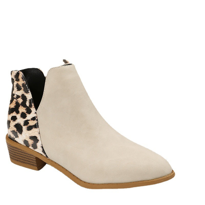 Women's Chelsea Ankle Boots with Leopard Heel