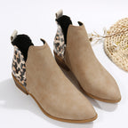 Women's Chelsea Ankle Boots with Leopard Heel
