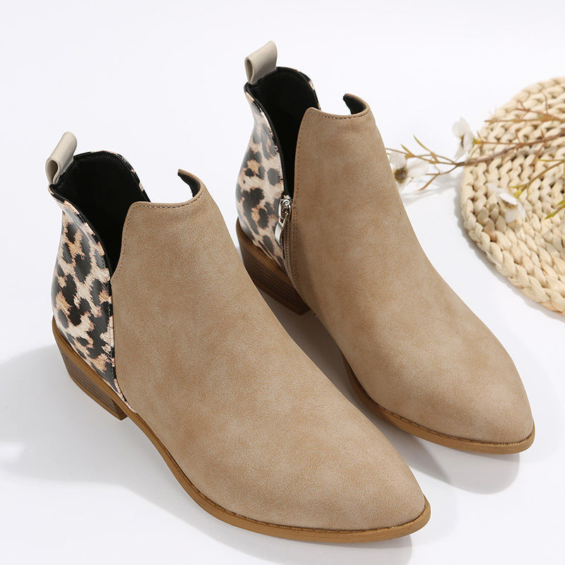 Women's Chelsea Ankle Boots with Leopard Heel