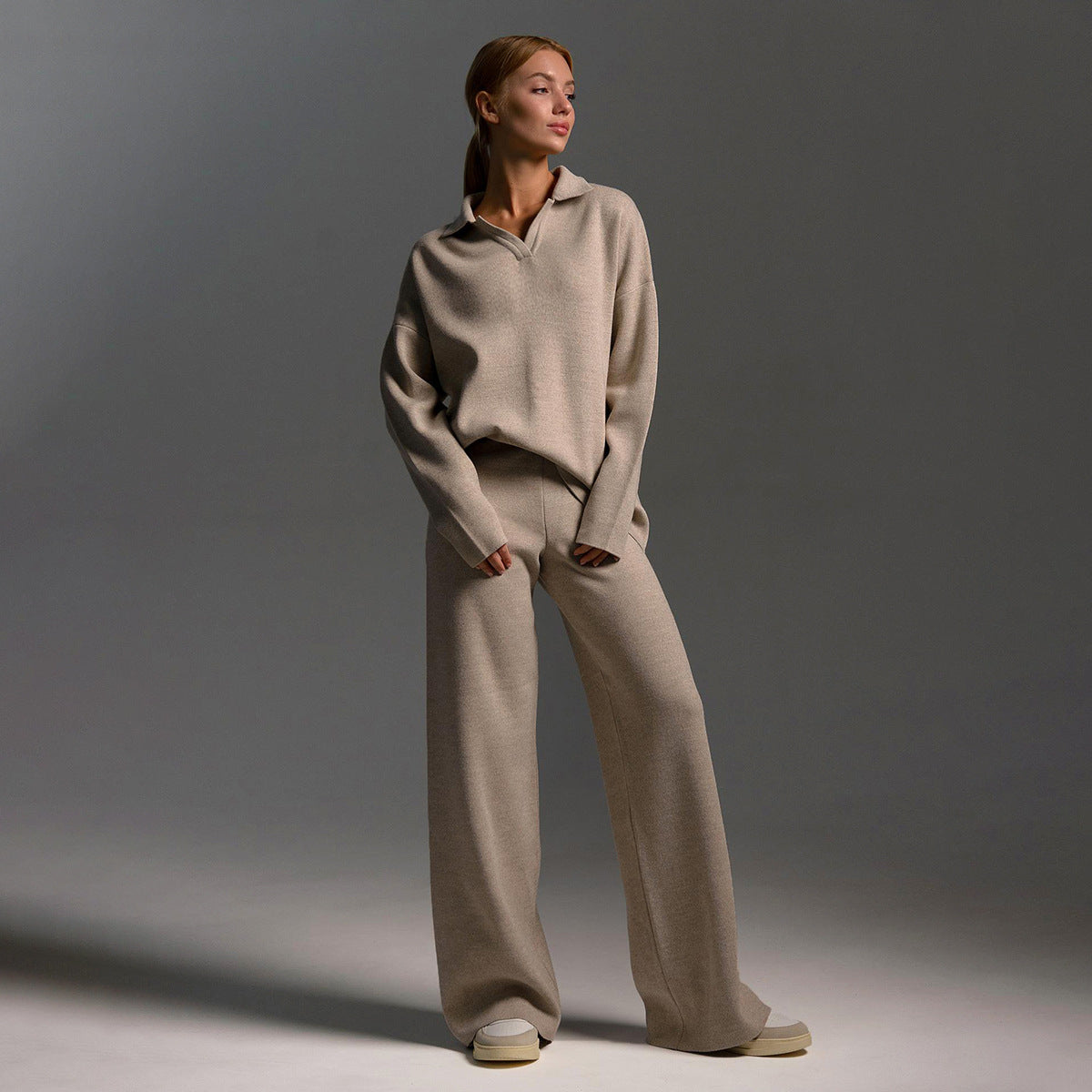 Women's Oversized Polo & Wide-Leg Trouser Set
