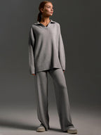 Women's Oversized Polo & Wide-Leg Trouser Set
