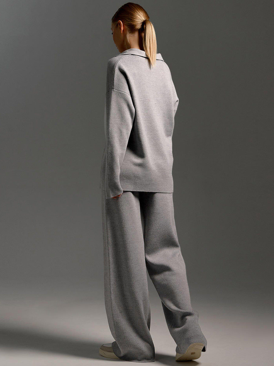 Women's Oversized Polo & Wide-Leg Trouser Set