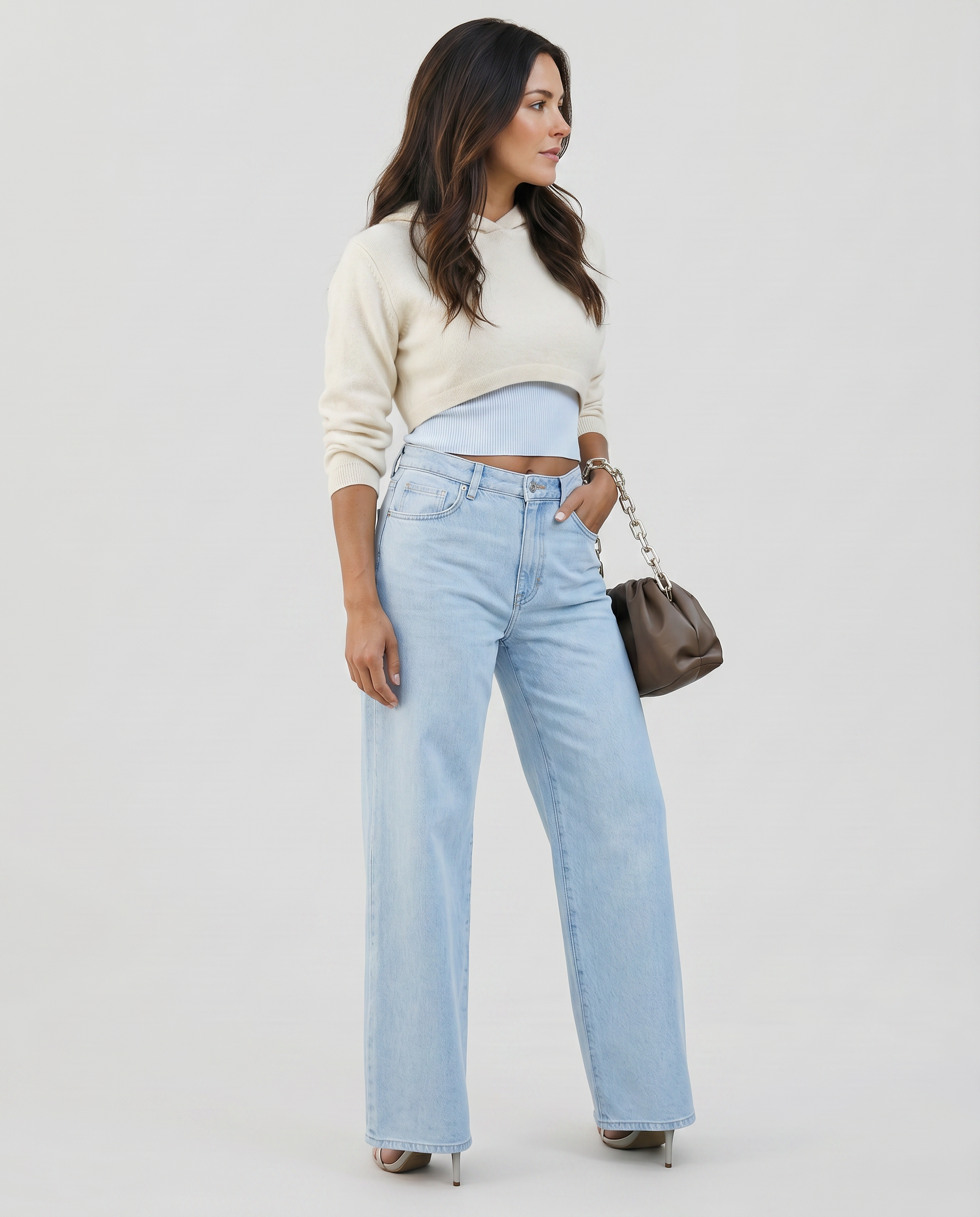 Women's Breezy Wide-Leg Distressed High-Waist Jeans