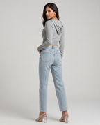 Women's Chic Shimmer High-Waist Straight-Leg Jeans