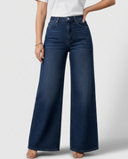 Women's Structured Wide-Leg Denim-Look Trousers