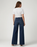 Women's Structured Wide-Leg Denim-Look Trousers