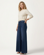 Women's Structured Wide-Leg Denim-Look Trousers