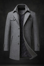 Men's Textured Collar Winter Coat – Warm Lined