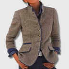 Women's Contrast Trim Wool Blazer Jacket