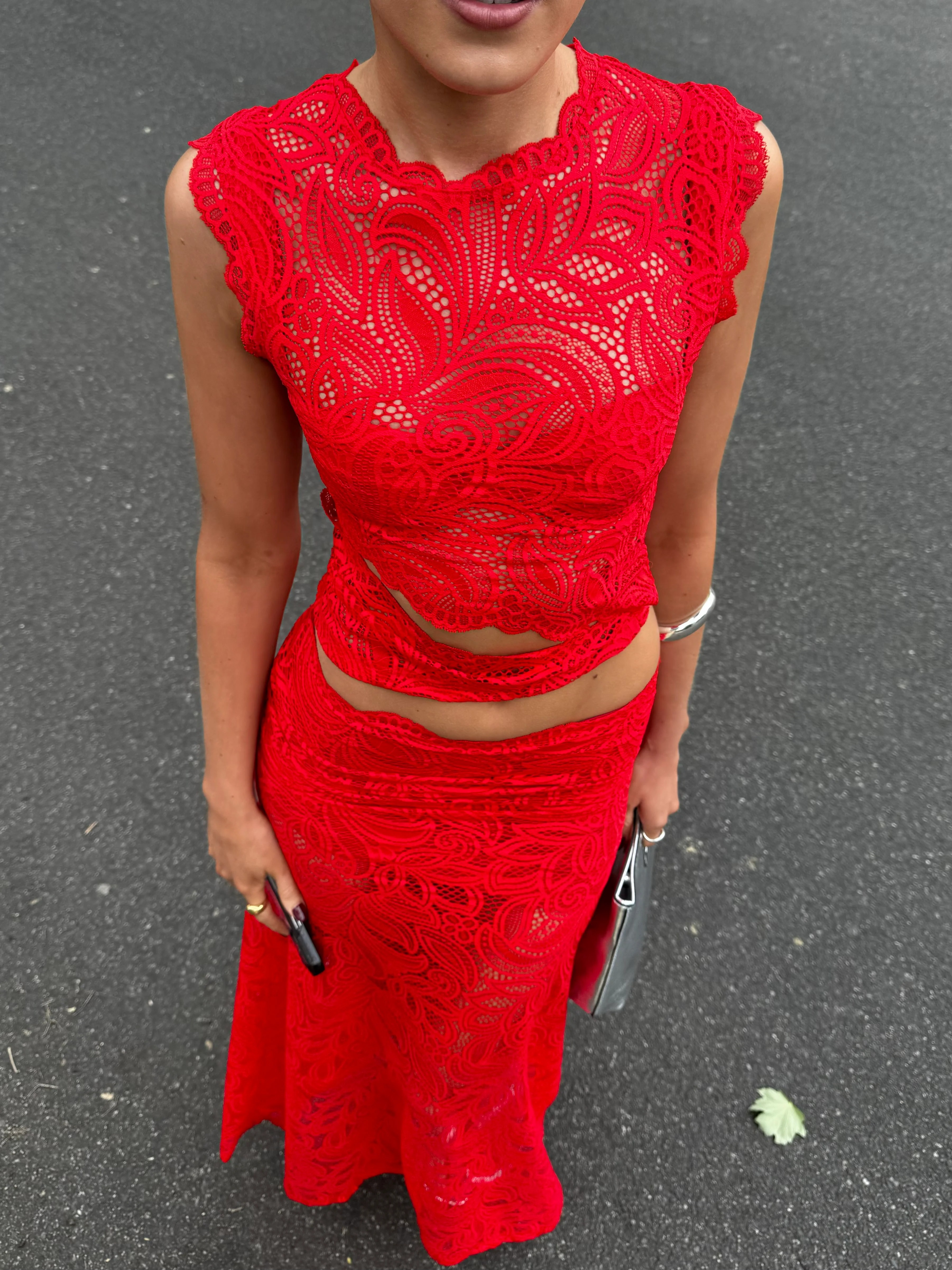 Roselle Lace Crop Top and Maxi Skirt
