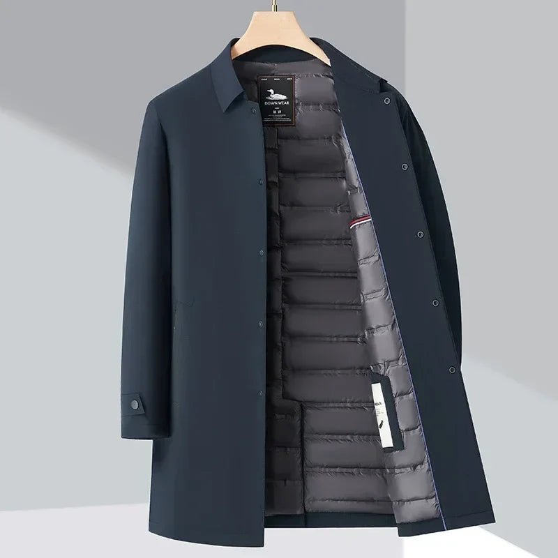 Men's Duck Down Padded Trench Coat