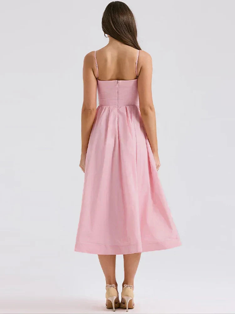 Jovie A-Line Sleeveless Midi Dress – Spaghetti Strap