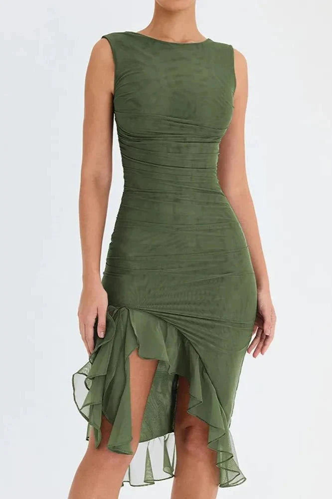 Charlotte Bodycon Midi Dress – Ruffled Hem