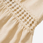 Ladies Crochet Lace Mini Dress Flutter Sleeve