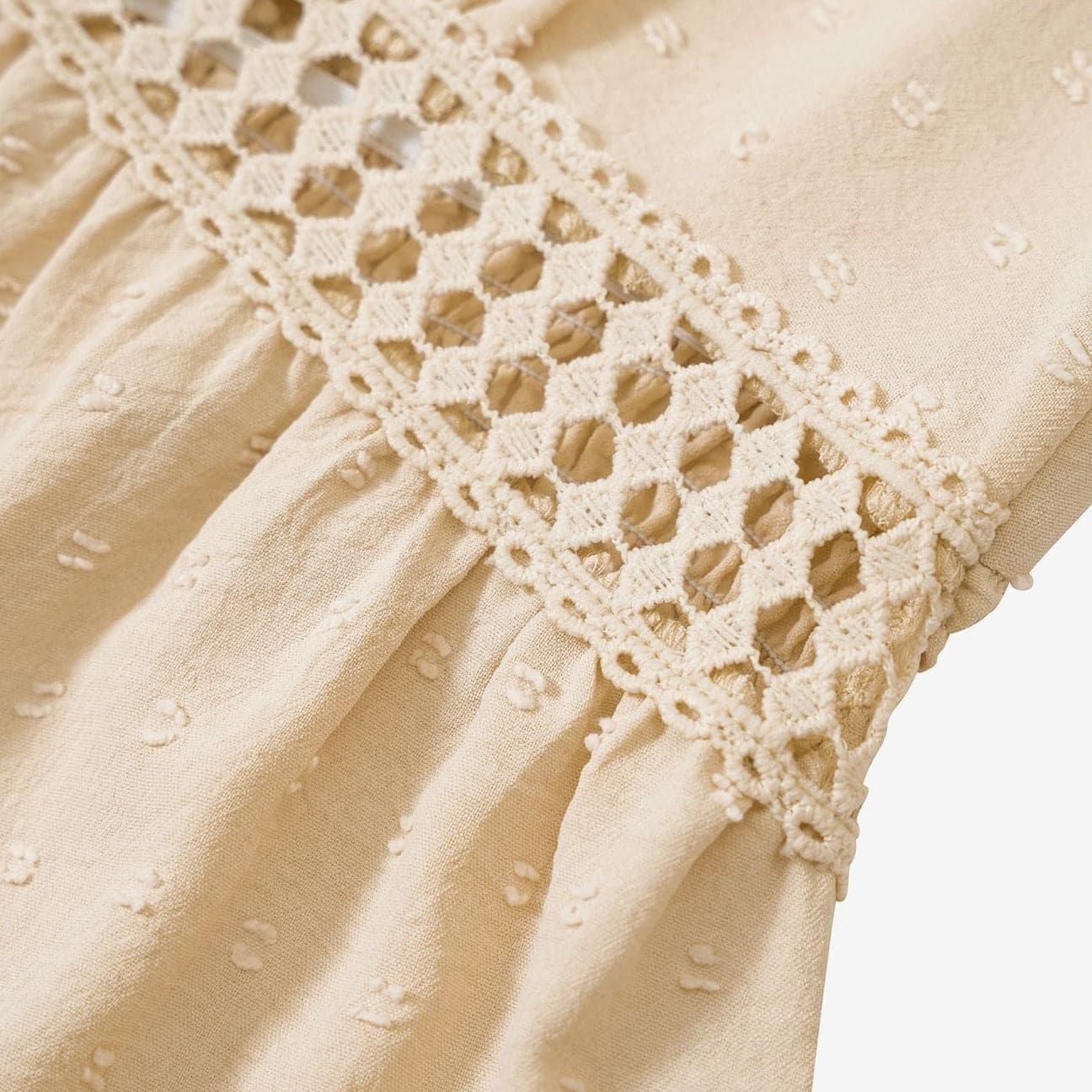 Ladies Crochet Lace Mini Dress Flutter Sleeve
