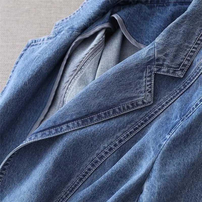 Women's Fitted Denim Blazer – Single Button