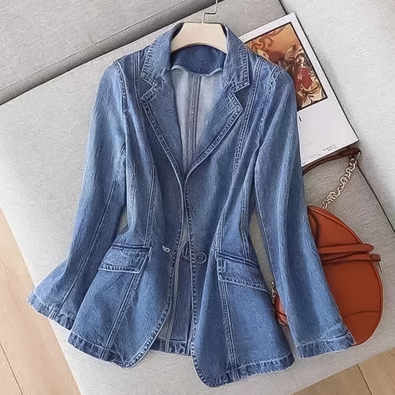 Women's Fitted Denim Blazer – Single Button