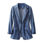 Women's Fitted Denim Blazer – Single Button