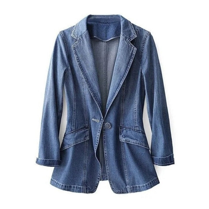 Women's Fitted Denim Blazer – Single Button