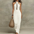 Women's Halter Maxi Dress – Criss-Cross Neck, Sleeveless
