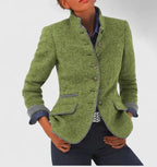 Women's Contrast Trim Wool Blazer Jacket