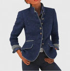 Women's Contrast Trim Wool Blazer Jacket