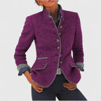 Women's Contrast Trim Wool Blazer Jacket